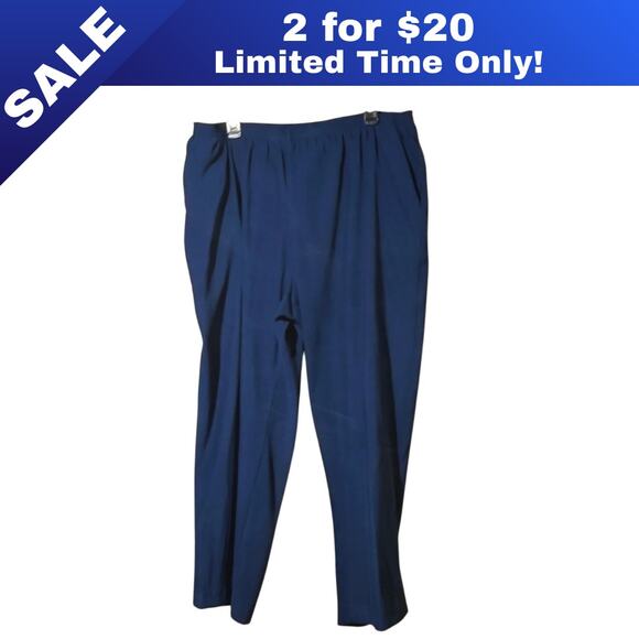 [Sale: 2 for $20!] Alfred Dunner Navy Blue Elastic Waist Pants w/ Pockets 18W - Picture 1 of 9